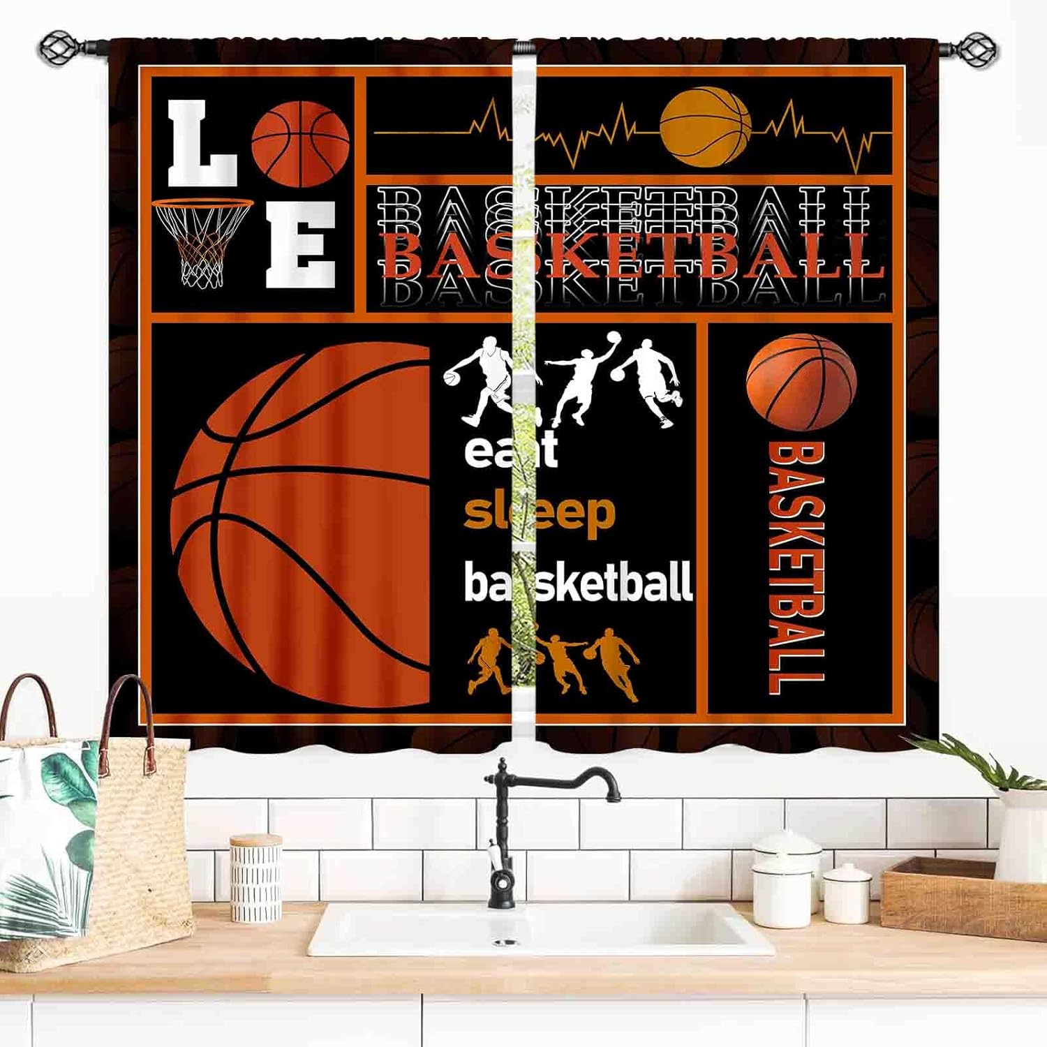 Basketball Curtains, Boys Sports Ball Game Basketball Player Gaming ...
