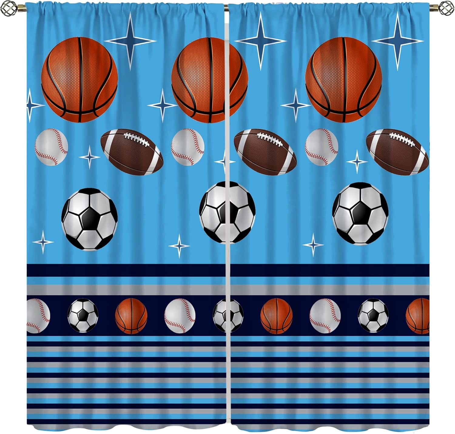 Basketball Curtains,Sports Theme Baseball Soccer Rugby Print Teenage ...