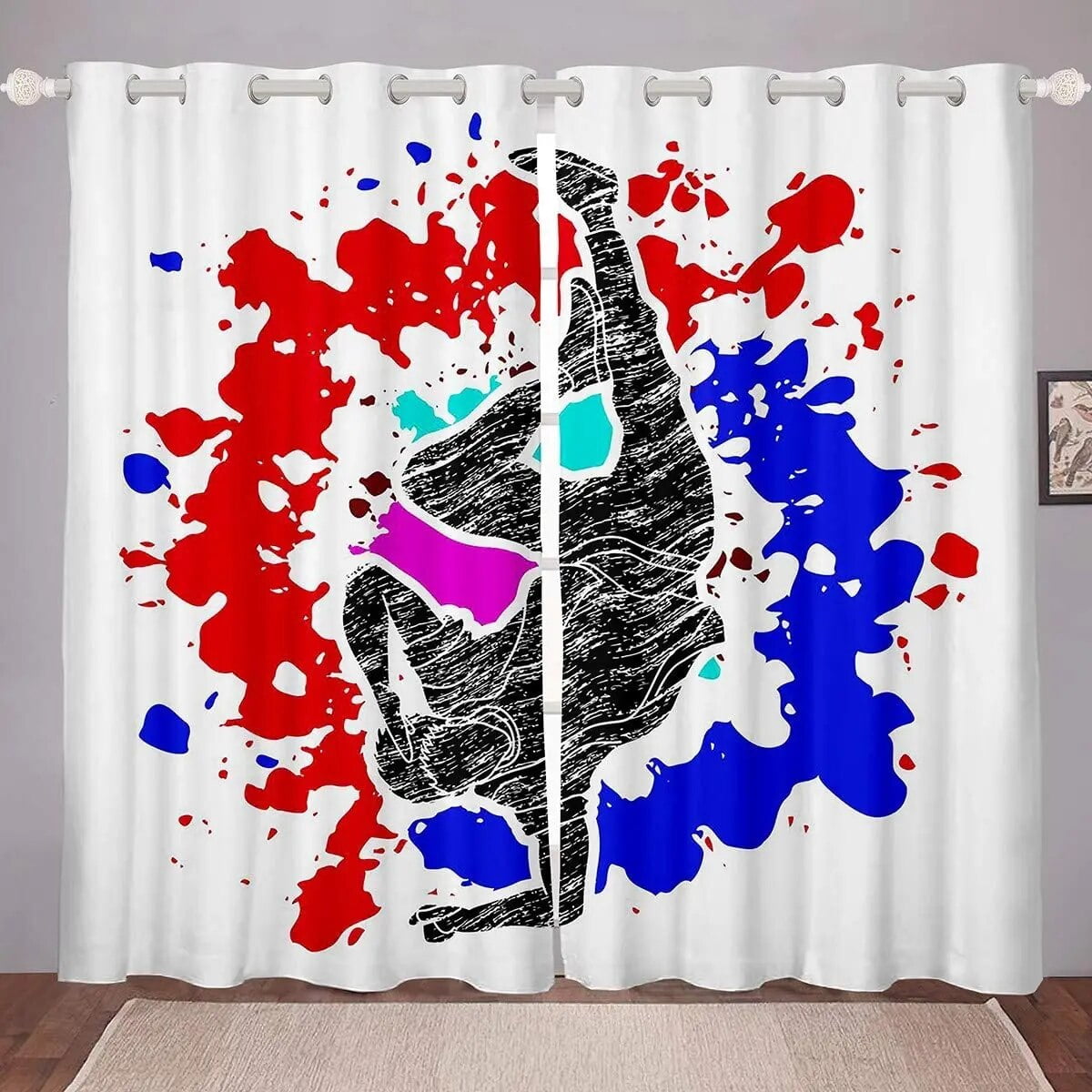Basketball Curtains for Girls Boys Children Sports Theme Window Treatment Decorative 3D Ball