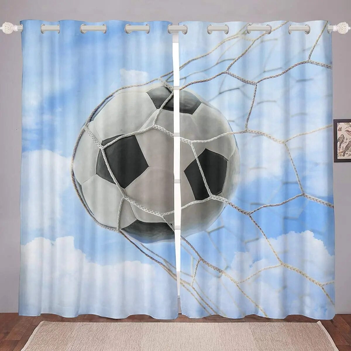 Basketball Curtains for Girls Boys Children Sports Theme Window Treatment Decorative 3D Ball