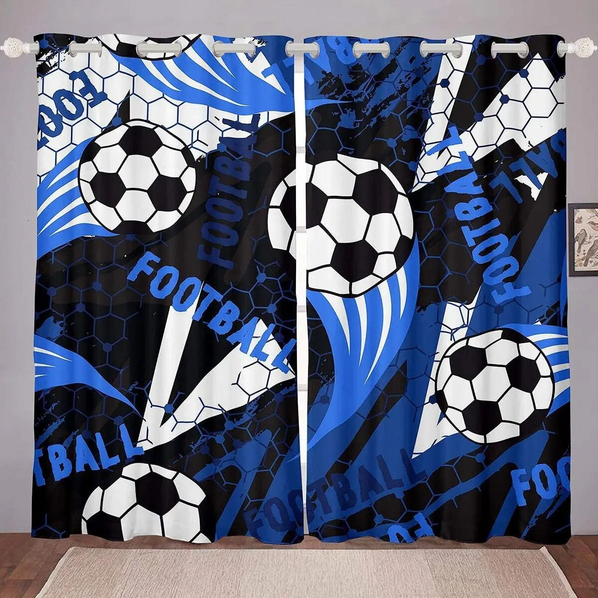 Basketball Curtains for Girls Boys Children Sports Theme Window Treatment Decorative 3D Ball