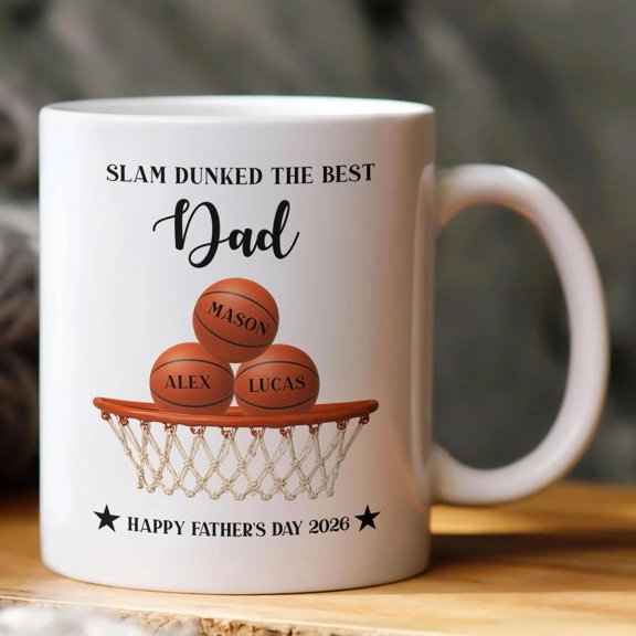 Basketball Dad, Slam Dunked The Best Dad, AURORAVALLEY, 11oz-15oz Mug