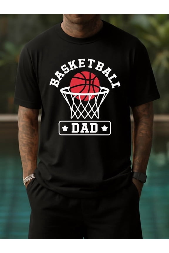 Basketball Dad Tee for men Exercise 180G 100% Cotton black gym Running Trendy Unisex Shirt Short Sleeve tshirts Fashion Unisex Shirt Short Sleeve tshirts