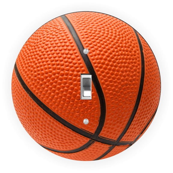 Basketball Design - Round Light Switch Plate Cover - Single Toggle