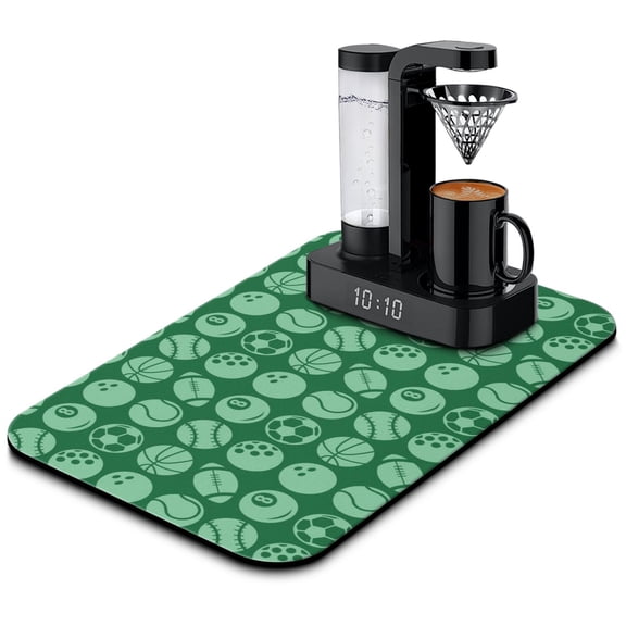 Basketball Dish Drying Mat, Kids Sports Team Athlete Absorbent Kitchen Mat, Competition Play Theme