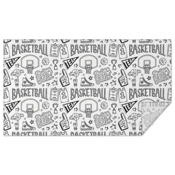 Basketball Doodle Pattern Rectangle Tablecloth 60"x102",Waterproof Polyester Rectangle Table Cloth, Wipeable Spillproof Polyester Tablecloth for Dining, Camping, Indoor and Outdoor