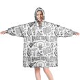 thumbnail image 1 of Basketball Doodle Pattern Wearable Oversized Blanket,Wearable Blanket Hoodie for Adults,Cozy Hooded Blankets with Super Pockets,Super Warm Fuzzy Pullover for Women & Men, 1 of 6