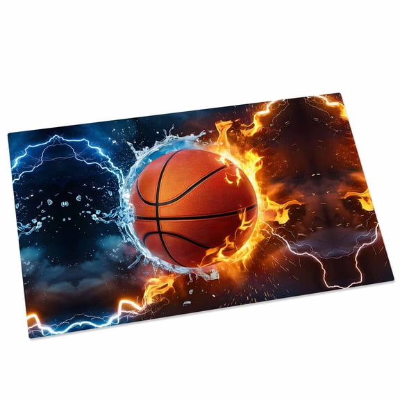 Basketball Door Mat 20x31.5 Inch Water and Fire Lightning Impact Entryway Rug with Non-Slip Rubber, Front Door Rug Indoor Floor Mats for Living Room Bathroom Bedroom Home Office