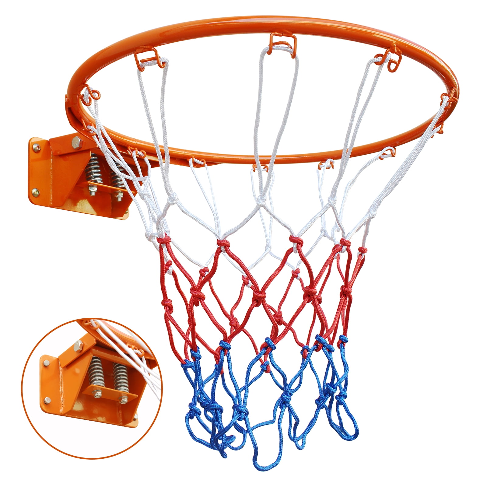 Basketball Double Spring Solid Rim, 18" Steel Basketball Rim for Indoor and Outdoor, Orange