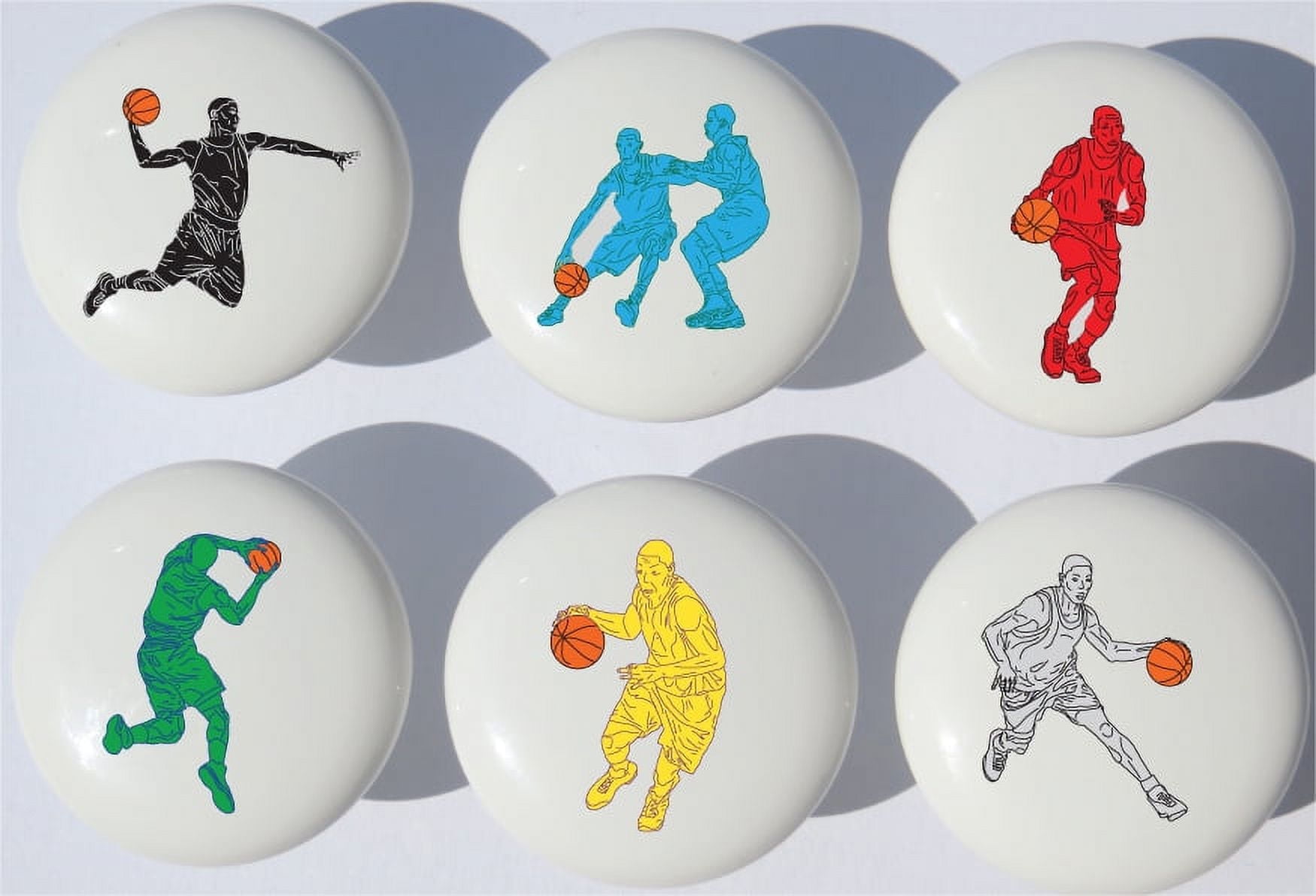 Basketball Drawer Pulls / Sports Furniture Ceramic Cabinet Knobs / Set of 6