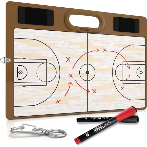 Basketball Dry Erase Board for Coaches 15x10.5 Double Sided Whiteboard Coaching Board Equipment Includes 2 White Board Markers for the Basketball Accessories the Perfect Coach Gifts