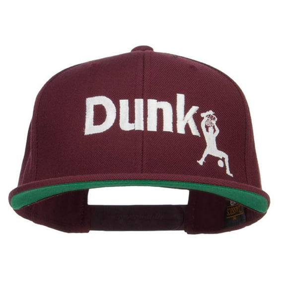 Basketball Dunk Embroidered Snapback Cap - Maroon OSFM