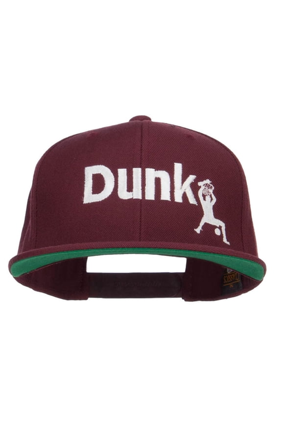 Basketball Dunk Embroidered Snapback Cap - Maroon OSFM