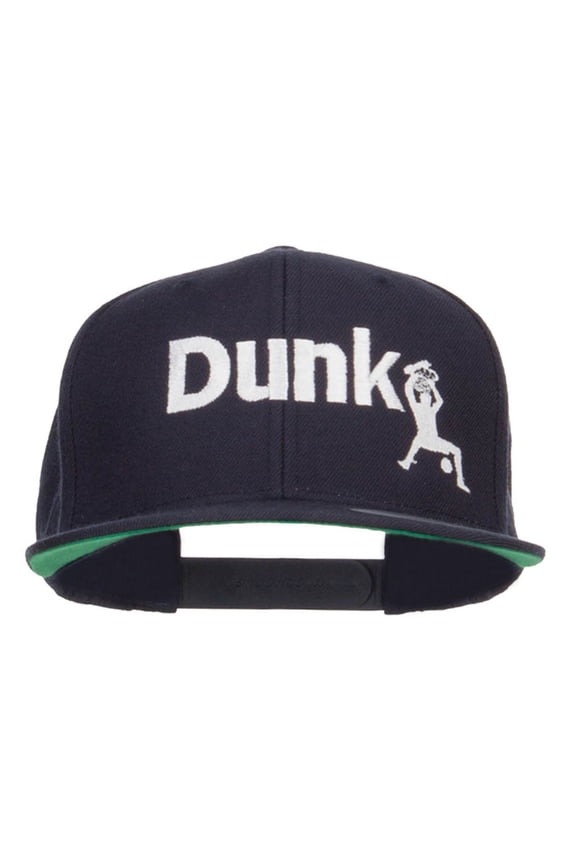 Basketball Dunk Embroidered Snapback Cap - Navy OSFM