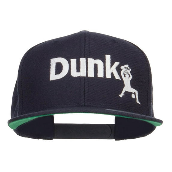 Basketball Dunk Embroidered Snapback Cap - Navy OSFM