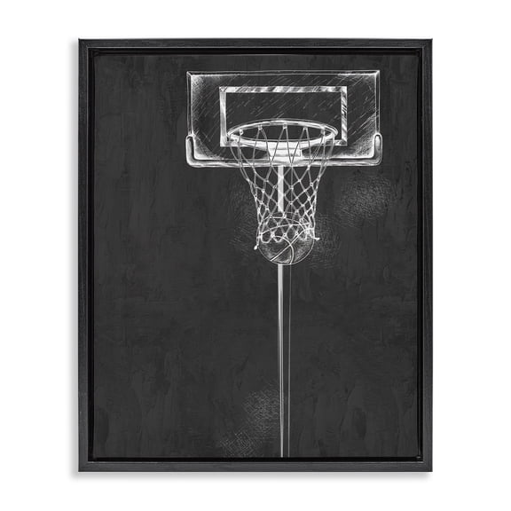 Stupell Industries Basketball Dunk Score Black Framed Floater Canvas Wall Art, design by Kim Allen, 21 x 17