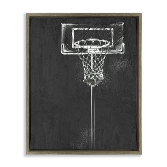 Stupell Industries Basketball Dunk Score Brown Framed Floater Canvas Wall Art, design by Kim Allen, 21 x 17