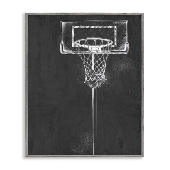Stupell Industries Basketball Dunk Score Gray Framed Giclee Art, design by Kim Allen, 30 x 24