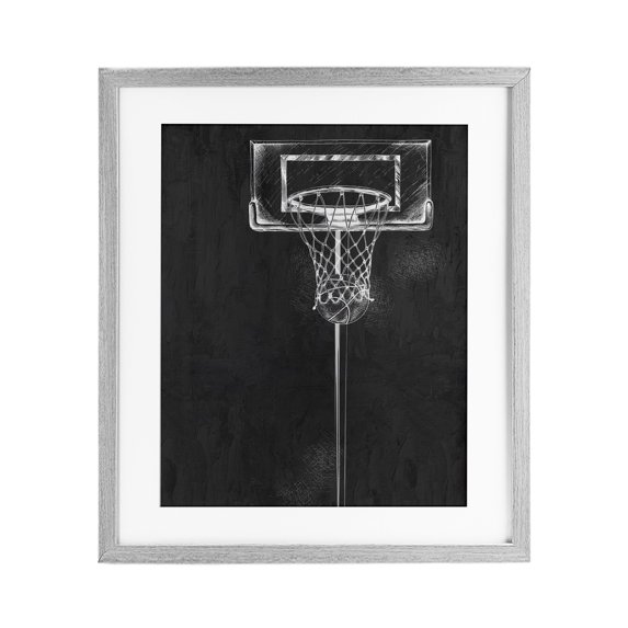 Stupell Industries Basketball Dunk Score Gray Framed Print Under Glass, design by Kim Allen, 16 x 13