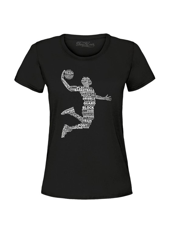 Basketball Dunk Silhouette Word Cloud T-Shirt