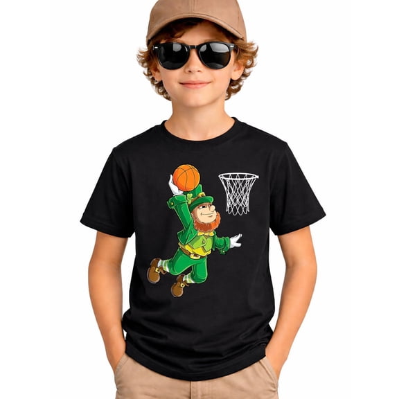 Basketball Dunk St Patricks Day Boys Sports T-Shirt