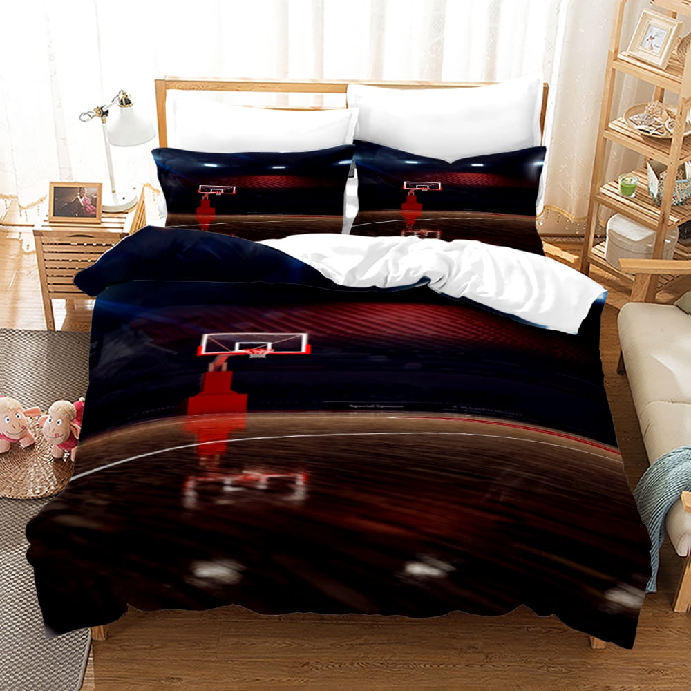 Basketball Duvet Cover Basketball Court Bedding Set Boys Sport Gaming