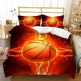 Basketball Duvet Cover Set Cool Orange Lightning Background Bedding Set