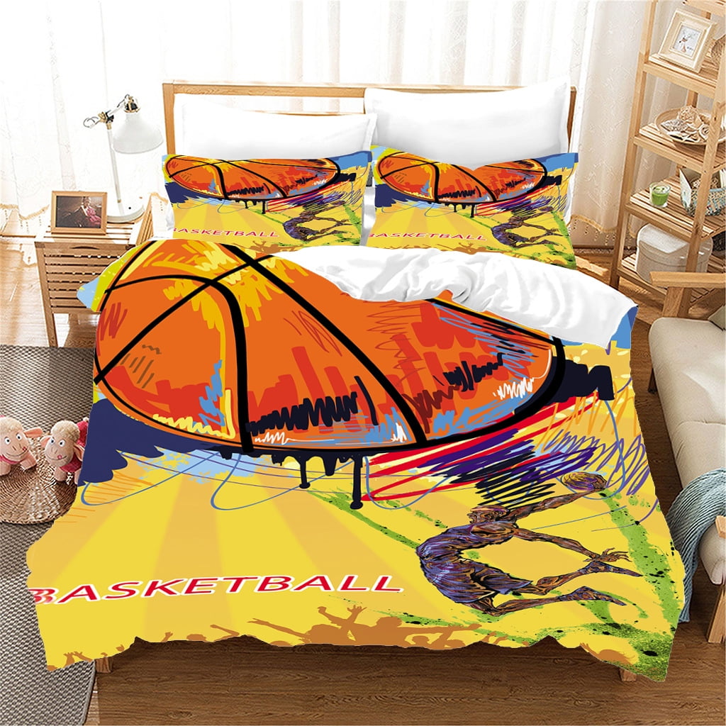 Basketball Duvet Cover Sets Full Size,3 Pieces Sets(1 Basketball Quilt