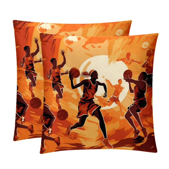 Basketball Elegant Velvet Decorative Bed Pillow Covers Throw Pillows Set with Unique Patterns for all Occasions - 16x16, 18x18, 20x20 inches - 2 Pack Pillow Inserts Included