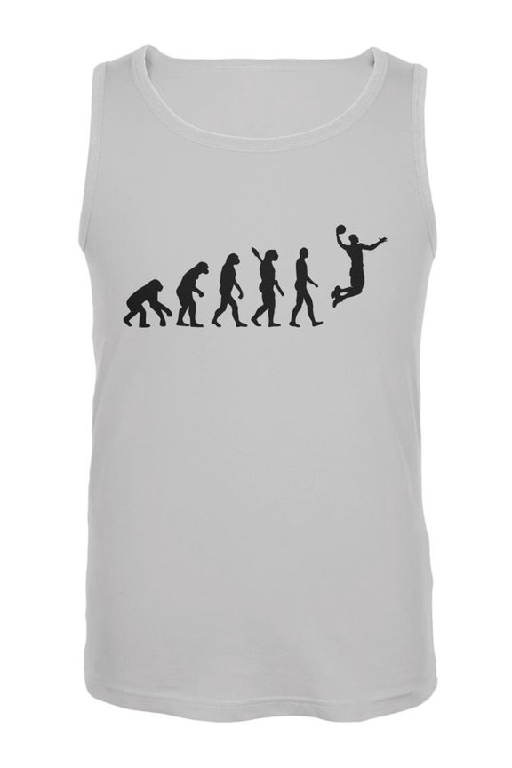 Basketball Evolution White Adult Tank Top - Large