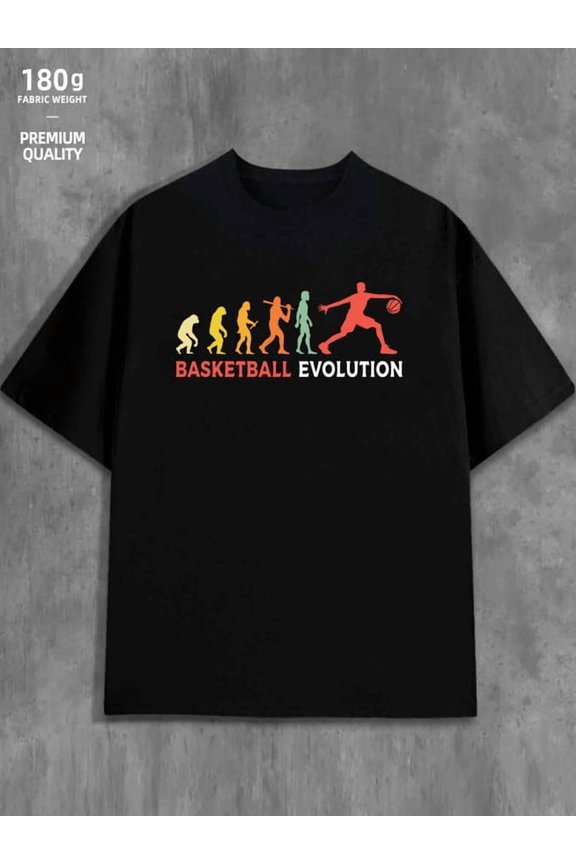 Basketball Evolution for men Exercise 180G 100% Cotton black Dumbbell gym Unique Design Unisex Shirt Cotton tshirts Basic Unisex Shirt Graphic Tee tshirts