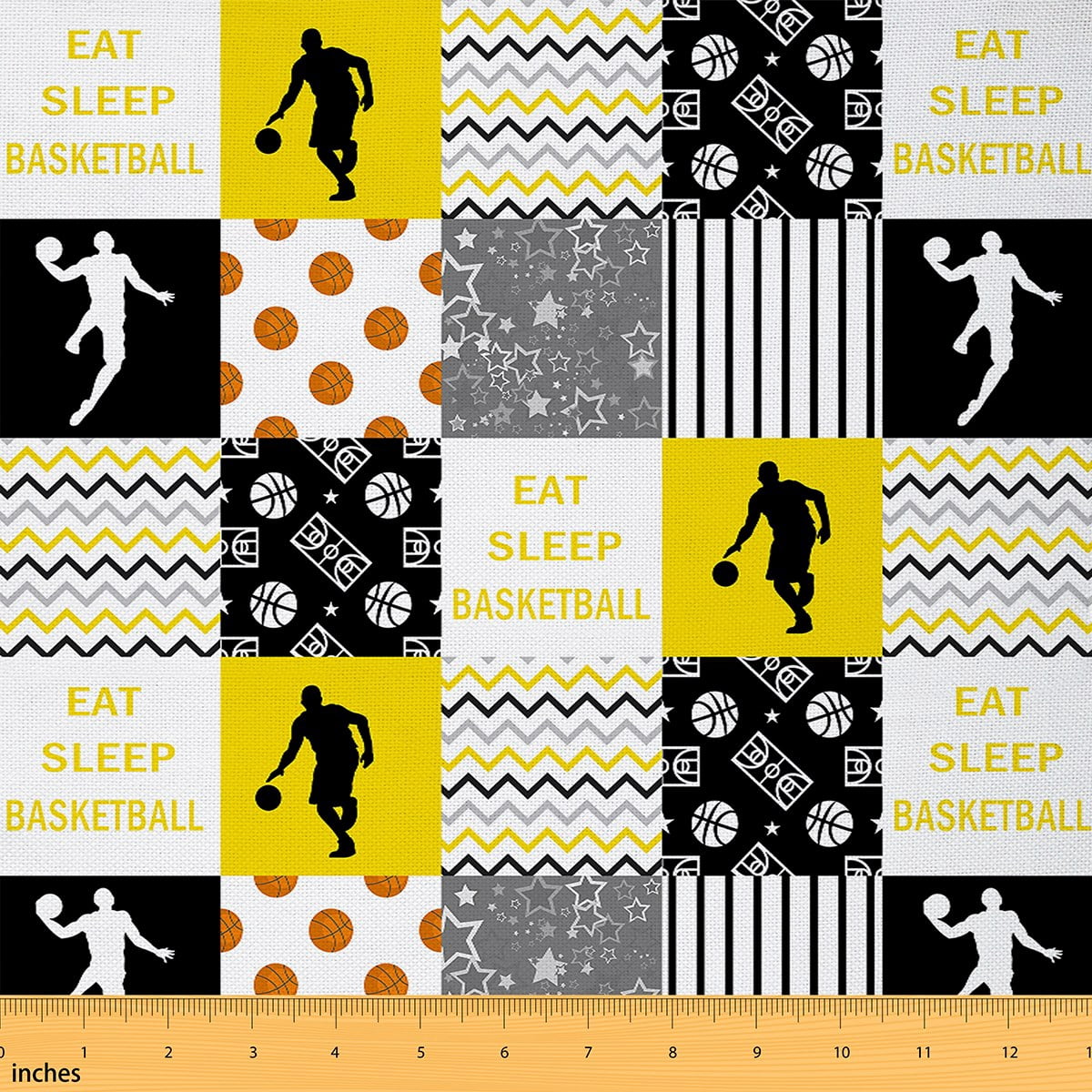 Patchwork Sport Basketball Fabric by The Yard Twin,Square Chequer Lattice Upholstery ...