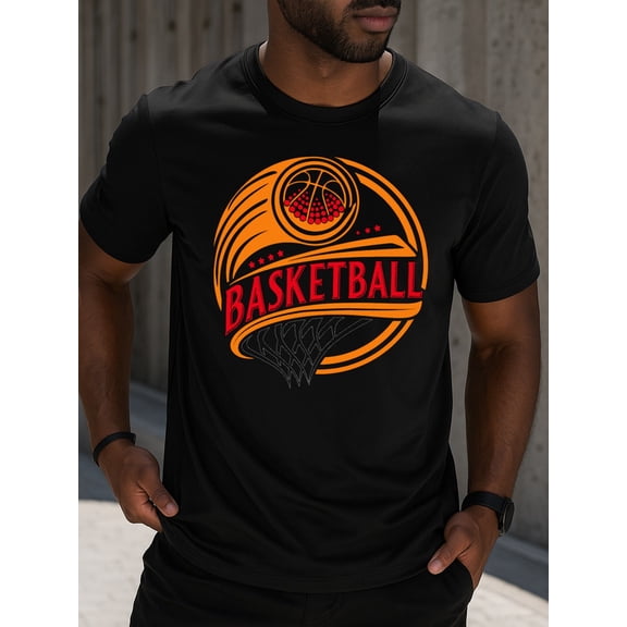Basketball Fan Tee for men Exercise 180G 100% Cotton black basketball Dumbbell Unique Design Unisex Shirt Graphic Tee tshirts Casual Unisex Shirt Cotton tshirts