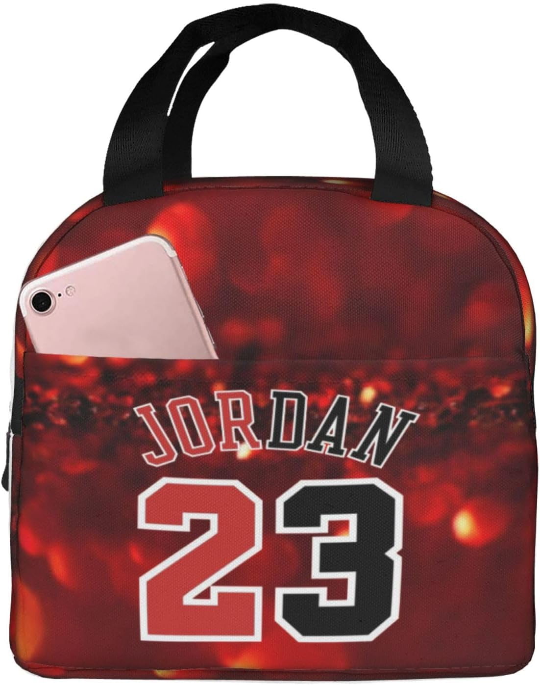 Basketball Fans 23 Jordan Lunch Bag Waterproof Cooler Tote Reusable Lunch Box Container For Work Office Travel Picnic