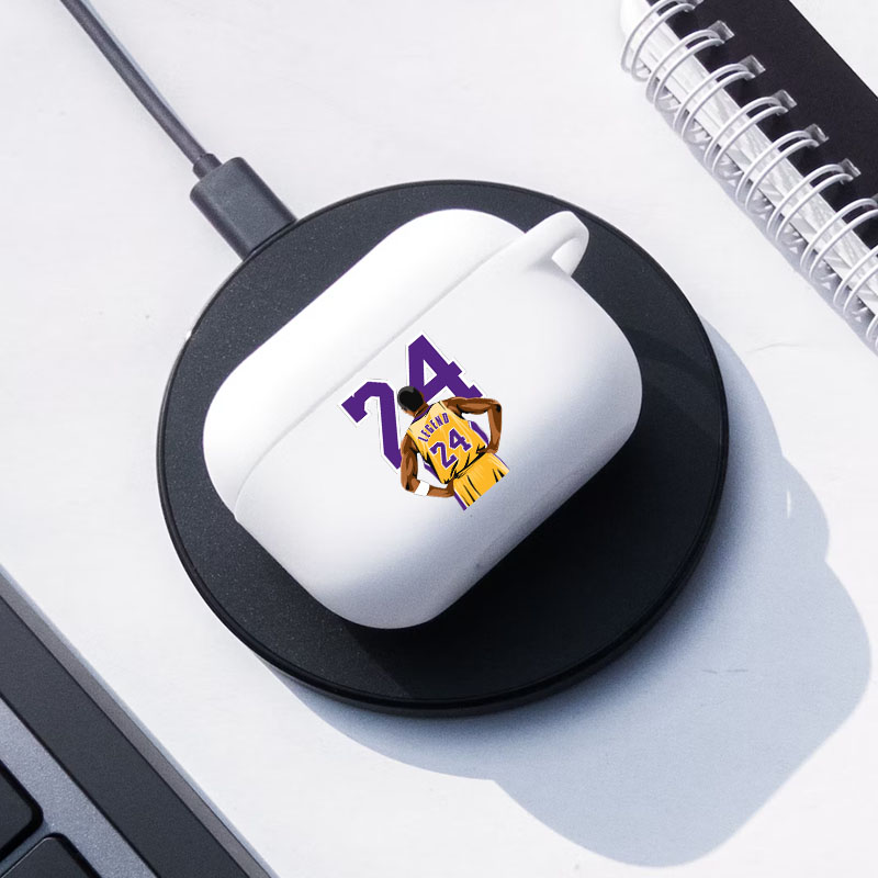 Basketball Fans Kobe Airpod Case 24 Jersey Black and White Earphone