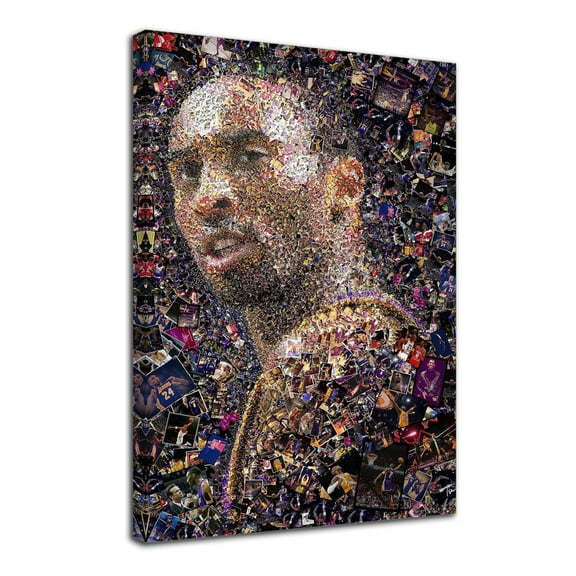 Basketball Fans Poster Canvas Prints Wall Art Décor Kobe Bryant Posters for Teen Room Wall Decoration - 16x24 inches Framed
