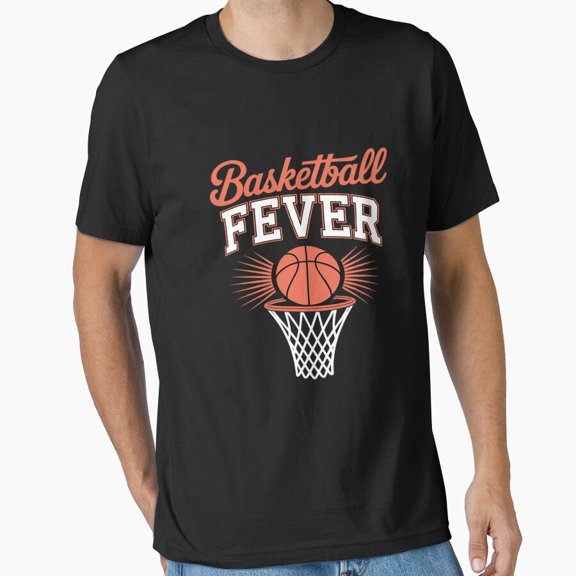 Basketball Fever Cursive Red Hoop Retro Motion Athletic Graphic Unisex T-Shirt, up to size 5XL