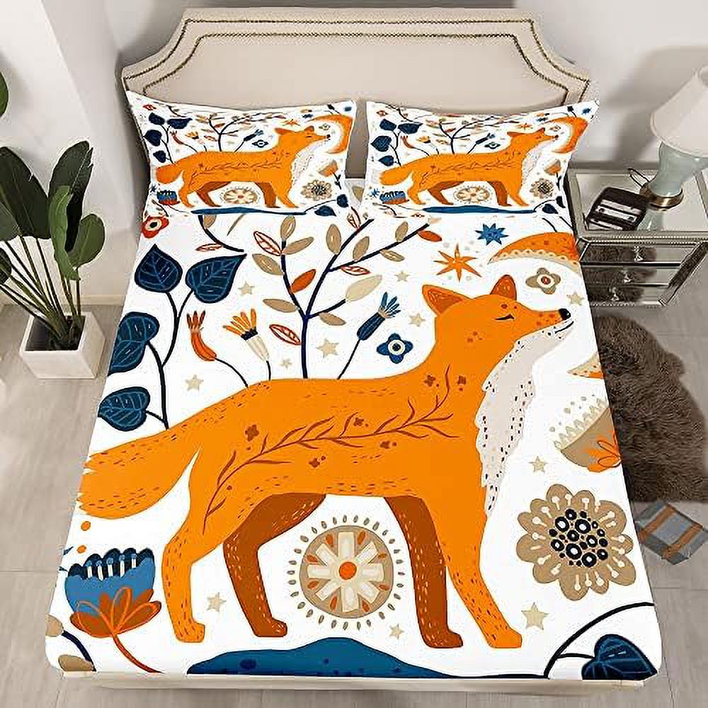 Basketball Fitted Sheet Full Size Orange Basketball Print Bedding Set