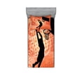 thumbnail image 1 of Basketball Fitted Sheet & Pillow Sham Set, Basketball Player Silhouette Athlete Competition Championship Promotion, Decorative Printed 4 Piece Bedding Decor Set, Twin, Pale Orange Black, by Ambesonne, 1 of 3