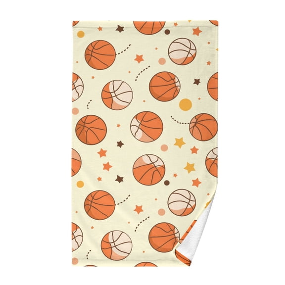 Basketball Five-pointed Star Pattern Bath Towel 100% Cotton Soft Thick High Absorbency Hand Face Towel Single Pack 16x28in