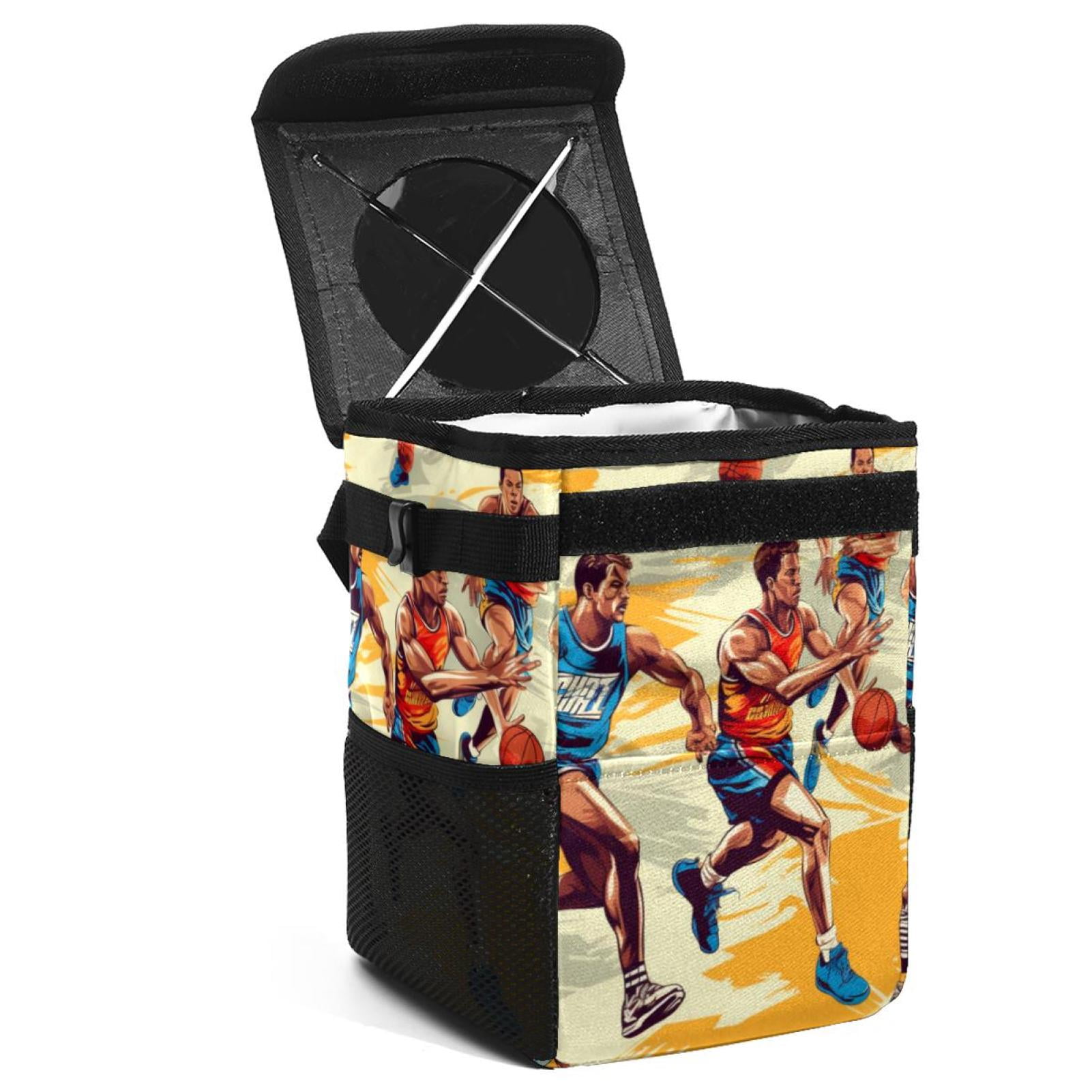 Basketball Foldable Car Garbage Can with Lid, LeakProof, Hanging