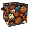 thumbnail image 1 of Basketball Foldable Storage Basket Organizer Bins with Handle, 10.8"x10.5"x10.6", Large Capacity Storage Bins, 1 of 6