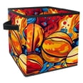 thumbnail image 1 of Basketball Foldable Storage Baskets with Handle 10.8"x10.5"x10.6" Large Capacity - Storage Basket Toy Box, 1 of 6