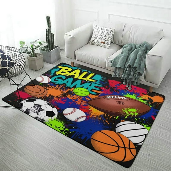Basketball Football Home Decor Living Room Carpet Non-slip Soft Comfy Floor Rug Kitchen Bedroom Entrance Doormat Mats