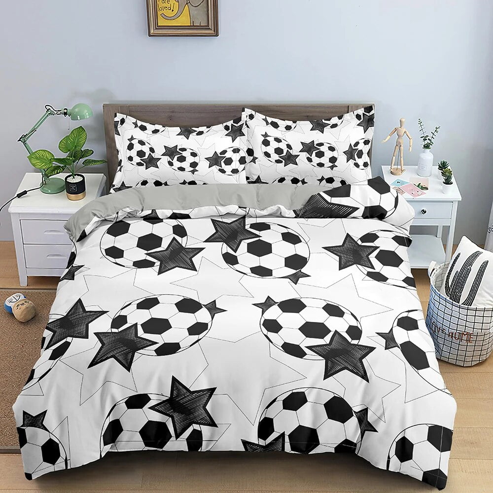 Basketball Football Printed Duvet Cover Set King Size Polyester Comforter Cover Sport Bedding