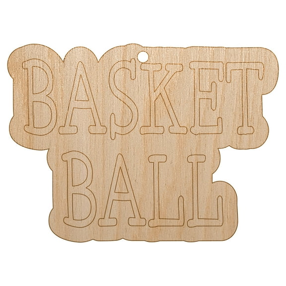 Basketball Fun Text Wood Holiday Christmas Tree Ornament Unfinished DIY Pre-Drilled Craft