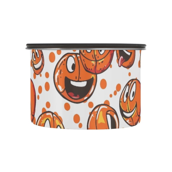 Basketball Funny Cartoon Airtight Coffee Bean Canister 17oz Food Storage Containers with Lids For Gournd, Tea, Sugar, Flour, Rice, Cereal, Candy Cookie Jar