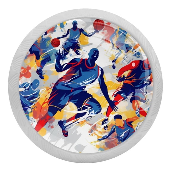 Basketball Game Crystal Glass Drawer Knob Pull Ergonomic 30mm Circle Glowing Furniture Cabinet Handle for Kitchen Dresser Cupboard Wardrobe