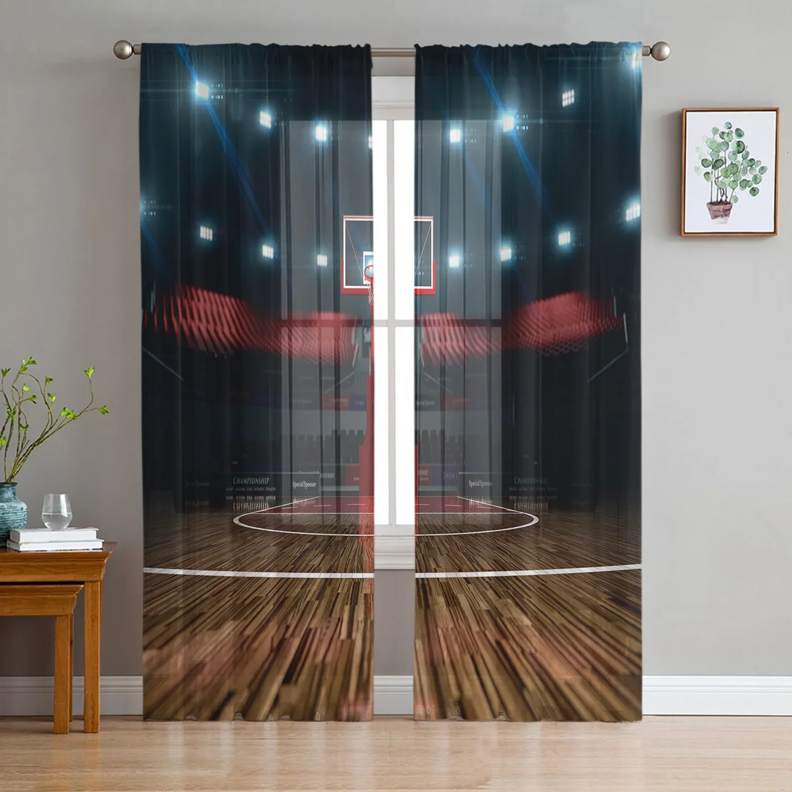 Basketball Game Sport Tulle Curtains For Living Room Bedroom Kitchen