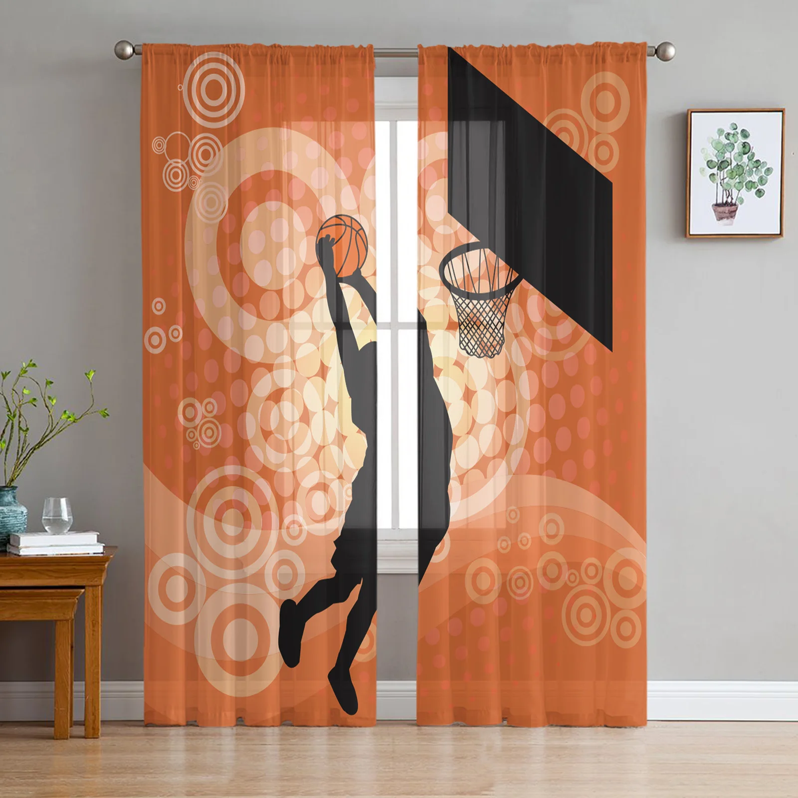 Basketball Game Sport Tulle Curtains For Living Room Bedroom Kitchen